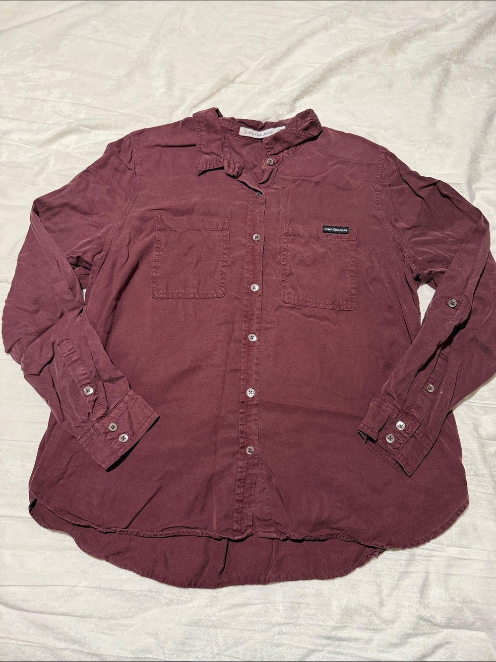 Calvin Klein Jeans Women's Button-Down Shirt - Wine